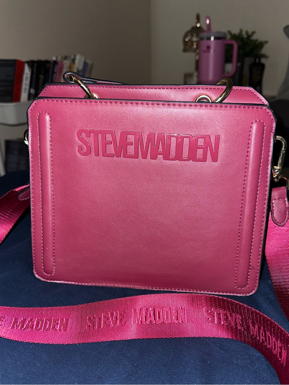 Steve Madden Hot Pink Crossbody Bag with Logo Detail
